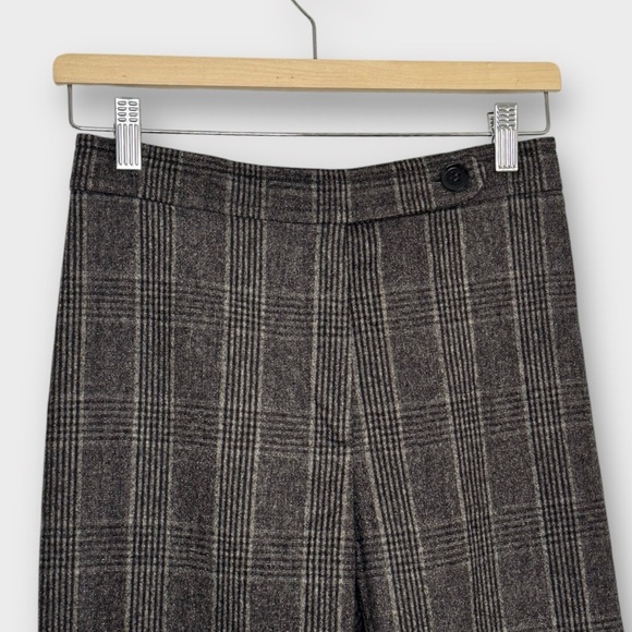MaxMara Brown Black Plaid Wool Straight Leg Pant Trousers 2 - Picture 8 of 14
